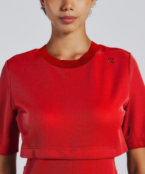 「DOUBLE STANDARD CLOTHING」 「essential」半袖ワンピース 36 レッド レディース_画像8