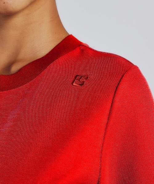 「DOUBLE STANDARD CLOTHING」 「essential」半袖ワンピース 36 レッド レディース_画像9