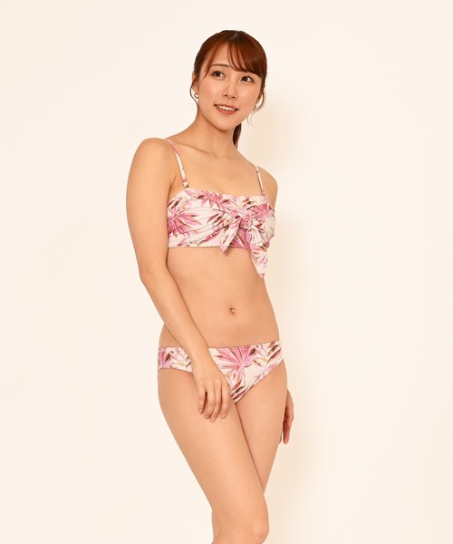 LEAD（リード） 水着 3点セットボタニカルリーフ総柄前縛りバンドゥ