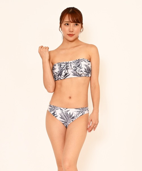 LEAD（リード） 水着 3点セットボタニカルリーフ総柄前縛りバンドゥ