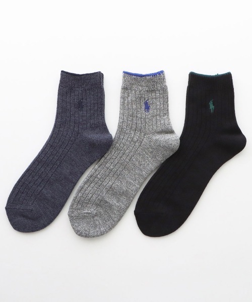 靴下 POLO RALPH LAUREN メンズ 毛混 ワンポイント リブ ショートソックス 02025415 メンズ | POLO RALPH LAUREN | 07