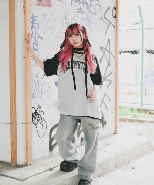 レディース 半袖Tシャツ★キルシ★ラグラン袖 LONG SLEEVE 配色ラグラン半袖Tシャツ レディース 夏[品番：KH000014647