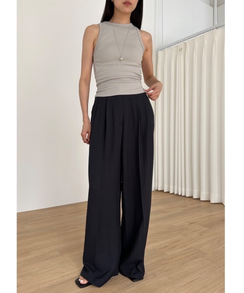 Didot.showroom スラックス パンツ バンディングツータックワイド