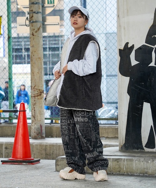 ベスト ジレ ファー×キルティング リバーシブルベスト / Fur