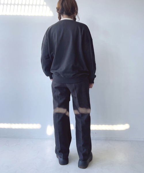 AS KNOW トレーナー スウェット フラワー刺繍重ねロゴプリント