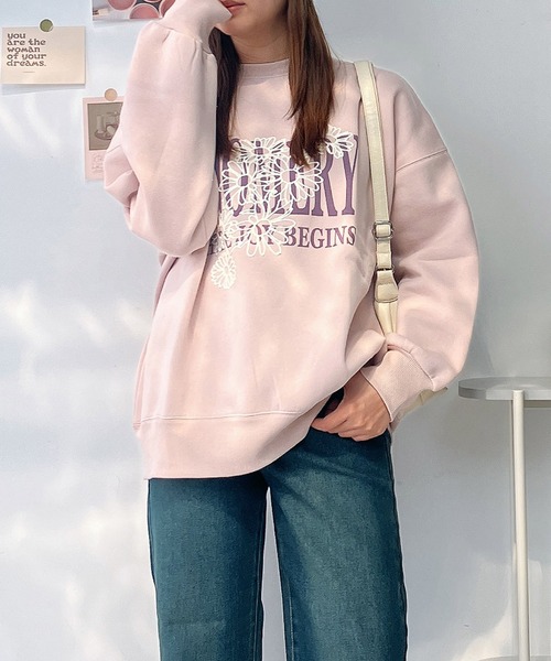 AS KNOW AS（アズノゥアズ） トレーナー スウェット フラワー刺繍重ね