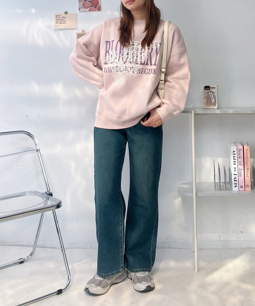 AS KNOW AS（アズノゥアズ） トレーナー スウェット フラワー刺繍重ね