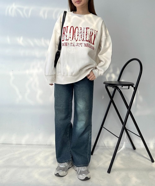 AS KNOW AS（アズノゥアズ） トレーナー スウェット フラワー刺繍重ね