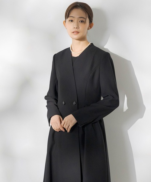 【11/2まで限定お値下げ！】 FIRMUM フィルマム　ロング羽織　ブラック form forma セットアップ 「前開き」「喪服・礼服」ロング