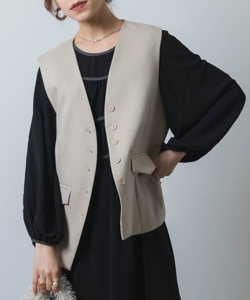 ベスト ジレ ノーカラージレ / 1215155204 レディース B：MING by BEAMS ベスト ジレ ノーカラージレ（S〜M