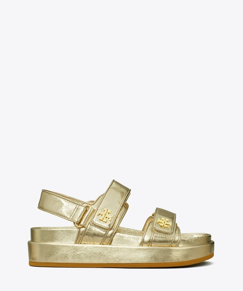 Tory Burch ゴールド フラットサンダル 7M 24cm TORY BURCH サンダル キラ スポーツサンダル レディース