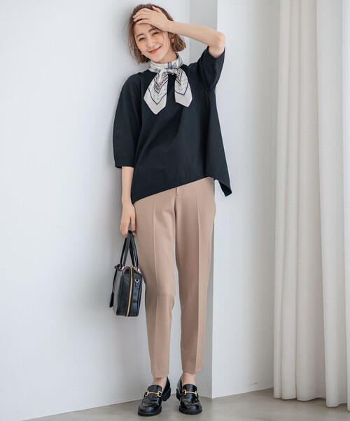 23区　レディーステーパードパンツ　ストレッチ　アイボリー色　XSサイズ　新品 XS-LLsize》裏起毛ストレッチテーパードパンツ【洗濯機洗い可