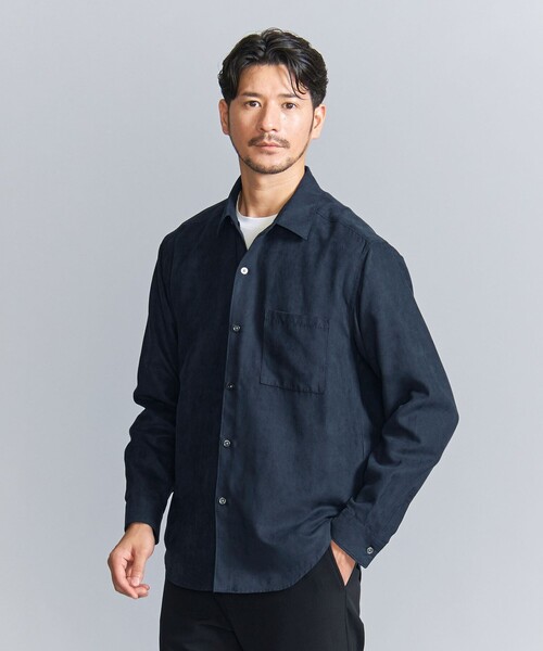 新品　beauty&youth　スエードライク シャツ　ネイビー　M BEAUTY＆YOUTH UNITED ARROWS シャツ 「WEB限定 WARDROBE SMART