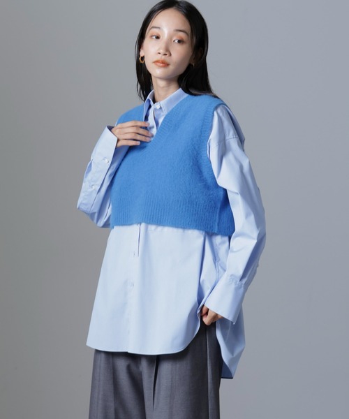 ベスト ジレ フォックスカシミヤニットベスト レディース