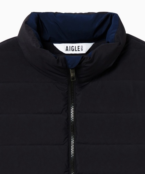 AIGLE ダウンベスト ベスト 撥水 スタンドネック ジップアップ