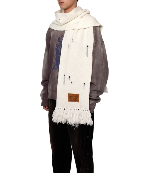 小物 KAMIYA Distressed Knit Muffler KAMIYA マフラー Distressed Knit Muffler メンズ : ZOZOTOWN
