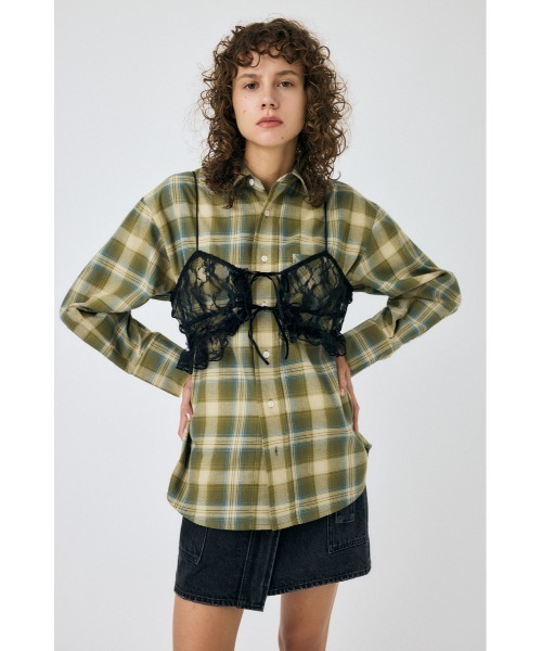 ブラウス シャツ LACY BUSTIER LAYERED シャツ レディース