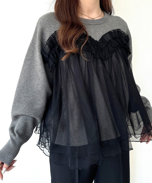 裏起毛 ドッキングニット プルオーバー黒XL セール】限定展開 裏起毛×ニット ドッキング プルオーバー（ニット