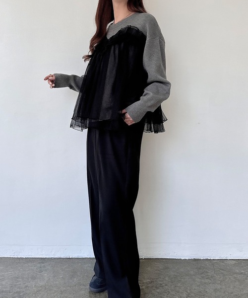 裏起毛 ドッキングニット プルオーバー黒XL ドッキングニットプルオーバー ONE'S TRUE｜クロスプラス公式通販サイト