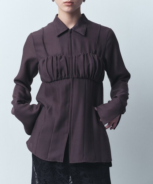 ブラウス シャツ wool blend viyella slim fit shirts レディース