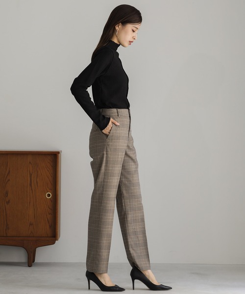 スラックス パンツ 「手洗いできる」オータムチェック・フルレングス