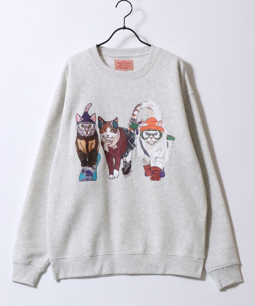 SITRY（シトリー） トレーナー スウェット 裏起毛 Cat ＆ Dog Print