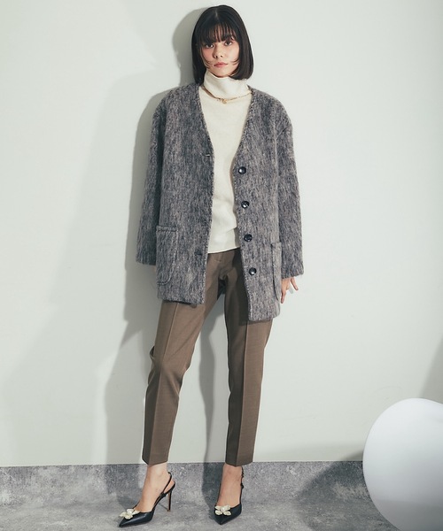 SMILE ORCHID」 ピーコート M 取りまとめ ライトグレー レディース