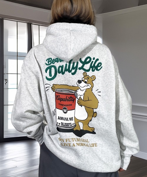 Candlestick パーカー レトロ ベアー サガラ刺繍 プルオーバー