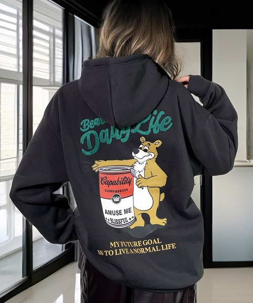 Candlestick パーカー レトロ ベアー サガラ刺繍 プルオーバー