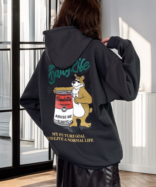 Candlestick パーカー レトロ ベアー サガラ刺繍 プルオーバー