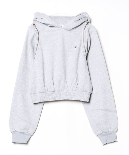 パーカー 2way shoulder zip hoodie レディース