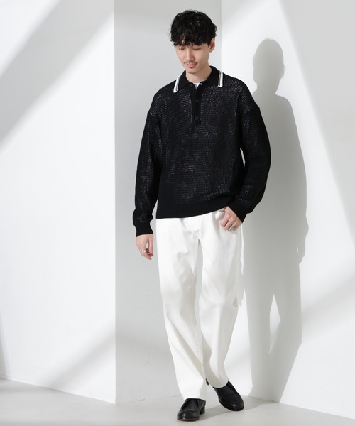 NANO universe（ナノ・ユニバース） ポロシャツ ローゲージ ニットポロ