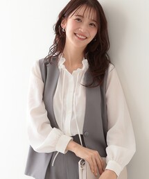 ブラウス シャツ ビック襟袖シャーリングシャツ レディース Editt by YECCA VECCA ブラウス シャツ シャーリングシャツ