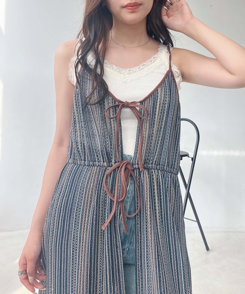 ELFSACK キャミワンピース ベルト付き ノースリーブ リボン ELFSACK キャミワンピース ベルト付き ノースリーブ リボン (ELF