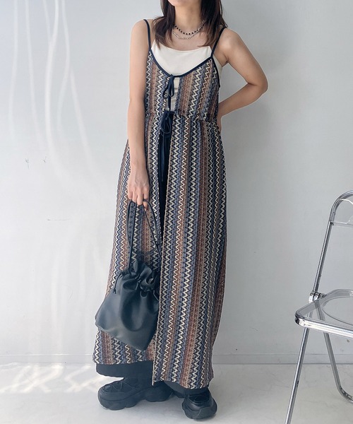 ELFSACK キャミワンピース ベルト付き ノースリーブ リボン ELFSACK キャミワンピース ベルト付き ノースリーブ リボン (ELF