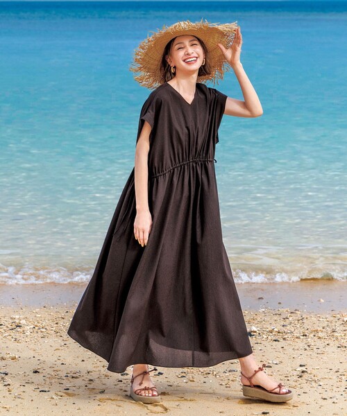 【吸水速乾/接触冷感】BREEZEMOVE ウエストドロストワンピース UNFILO ワンピース 「吸水速乾/接触冷感」BREEZEMOVE ウエスト