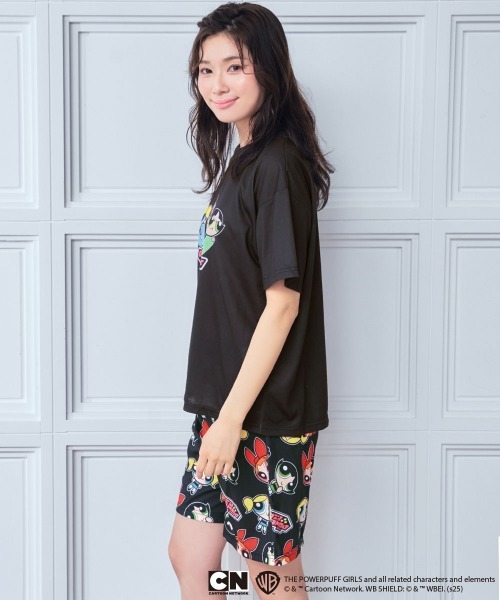 極美品★希少★ameri vintage★ノベルティ★パジャマ★ルームウェア★黒 aimerfeel パジャマ ルームウェア パワーパフ ガールズ Tシャツ