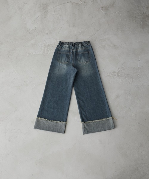 CLEL 特殊加工ダブル二ーデニムパンツ ブルー Sサイズ CLEL】特殊加工ダブルニーデニムパンツ - メルカリ