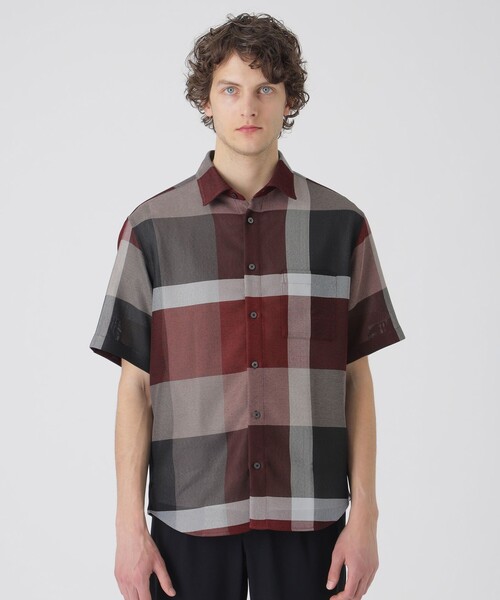 新品【リネン麻混】ブラックレーベルクレストブリッジ チェック柄 半袖 ポロシャツ BLACK LABEL CRESTBRIDGE（ブラックレーベル クレストブリッジ