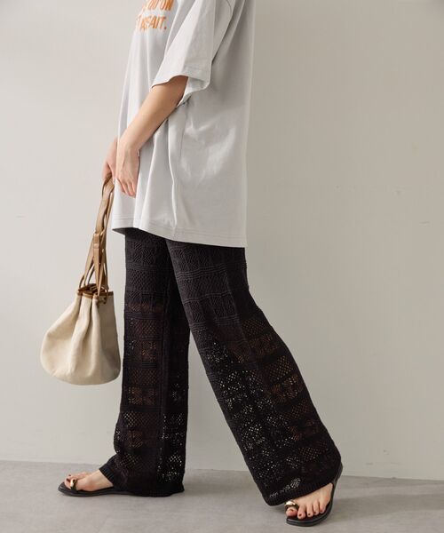 AMERICAN HOLIC パンツ レース編みニットパンツ レディース