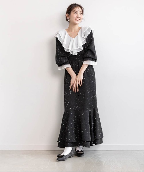 RANDA（ランダ） パンプス コンビマテリアルリボンフラットパンプス