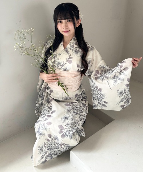 【1人で着られる】セパレート浴衣 / 浴衣+作り帯セット KIMONOMACHI 浴衣 1人で着られる浴衣 セパレート浴衣 3点セット