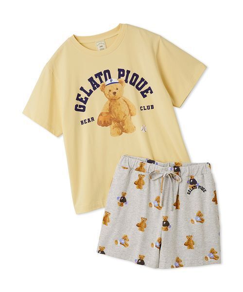 パジャマ ルームウェア 「ONLINE限定」スポーティーベアワンポイントTシャツ＆総柄ショートパンツセット レディース | gelato pique