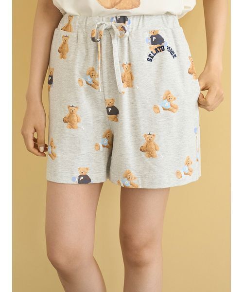 パジャマ ルームウェア 「ONLINE限定」スポーティーベアワンポイントTシャツ＆総柄ショートパンツセット レディース | gelato pique | 07