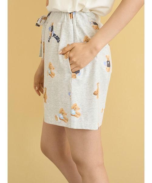 パジャマ ルームウェア 「ONLINE限定」スポーティーベアワンポイントTシャツ＆総柄ショートパンツセット レディース | gelato pique | 09
