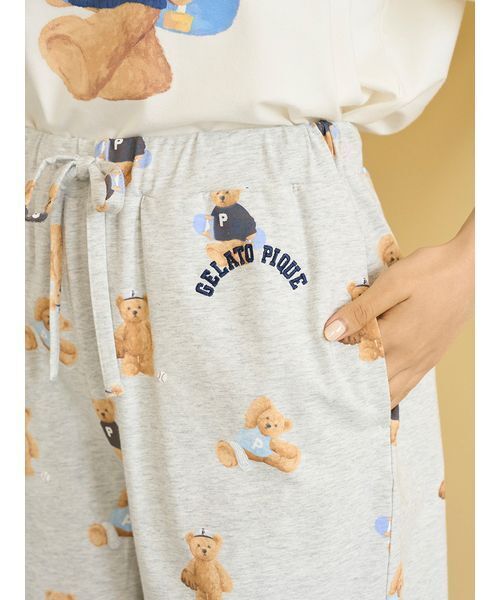 パジャマ ルームウェア 「ONLINE限定」スポーティーベアワンポイントTシャツ＆総柄ショートパンツセット レディース | gelato pique | 10
