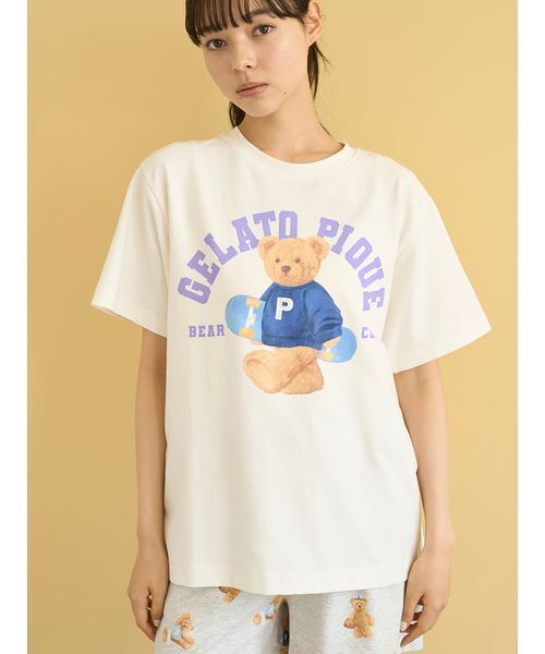パジャマ ルームウェア 「ONLINE限定」スポーティーベアワンポイントTシャツ＆総柄ショートパンツセット レディース | gelato pique | 12