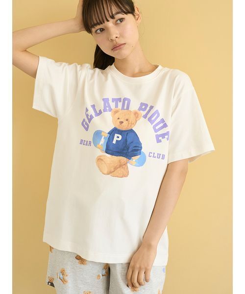 パジャマ ルームウェア 「ONLINE限定」スポーティーベアワンポイントTシャツ＆総柄ショートパンツセット レディース | gelato pique | 13