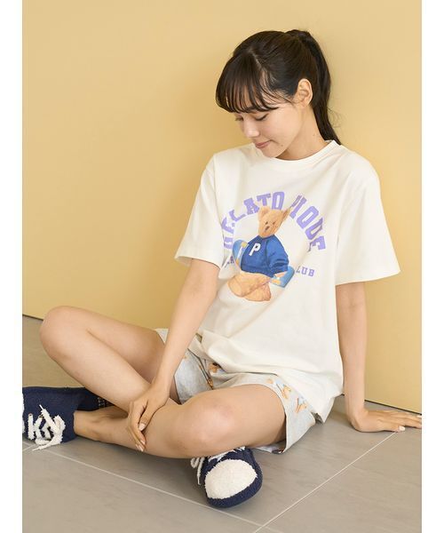 パジャマ ルームウェア 「ONLINE限定」スポーティーベアワンポイントTシャツ＆総柄ショートパンツセット レディース | gelato pique | 14
