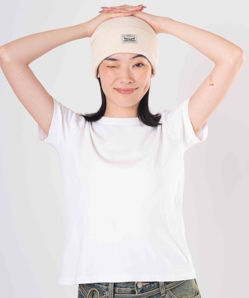フミカウチダ　ビーニー　ニット帽　ホワイト Levi's（リーバイス） ニット帽 ニットキャップ BACKPATCH ビーニー
